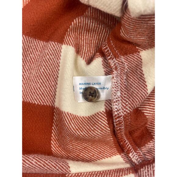 Marine Layer Rust + Cream Cotton Flannel Shirt Jacket S - Picture 8 of 11